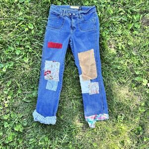 Handmade Upcycled Patchwork Women's Size 8 Straight Leg Jeans‎ Y2K